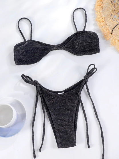 bikini noir brillant